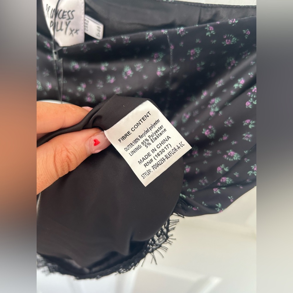 RARE NWT Princess Polly Mavie Satin Black Floral Two-Piece Set - Picture 11 of 15